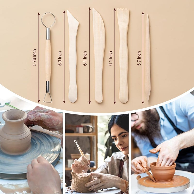 Amrules Clay Tools Kit, 27 PCS Pottery Tools, Practical Polymer Clay Sculpting Tools Kit, Air Dry Clay Tools Set for Adults, Pottery Craft, Dotting, Carving, Drawing, Molding, Modeling, Shaping - Image 3